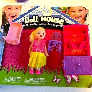 NWT FREE w/ bundle set girls toys-small doll & doll furniture set, Barbie pet